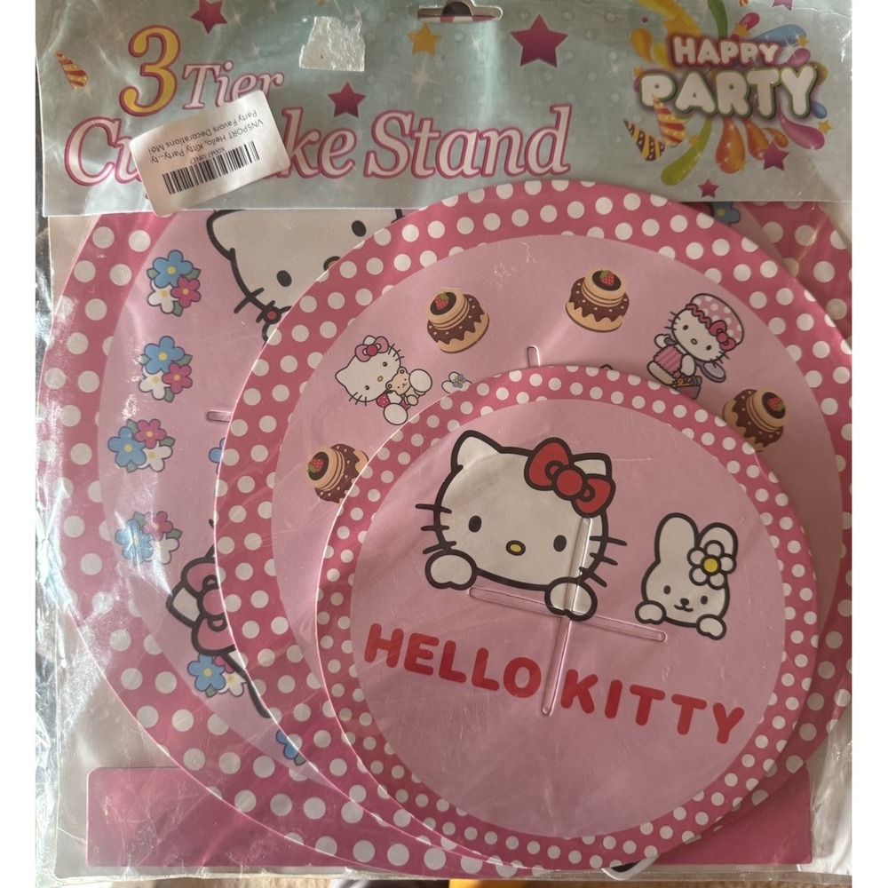 New Hello Kitty 3 Tier Cup Cake Stand Pink Birthday Party